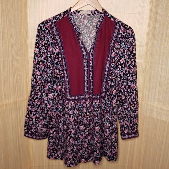 Woman Within Tops - Women Within Womens Floral Cottage Core Tunic Large